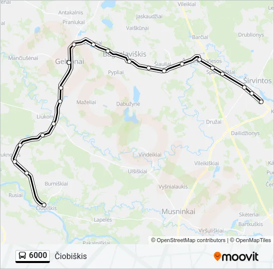 Автобус 6000: карта маршрута