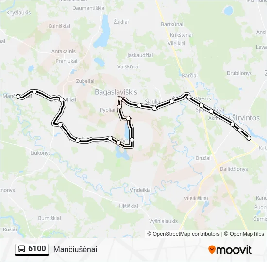 6100 Route: Schedules, Stops & Maps - Mančiušėnai (Updated)