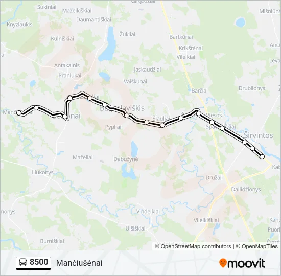 Автобус 8500: карта маршрута
