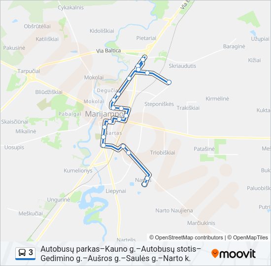 Автобус 3: карта маршрута