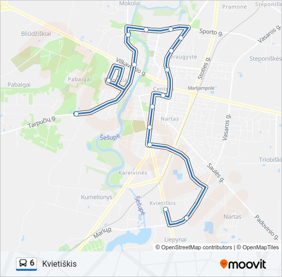 Автобус 6: карта маршрута