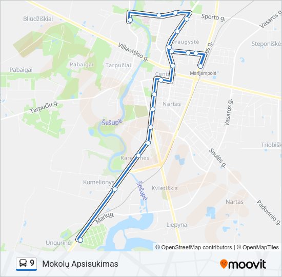 Автобус 9: карта маршрута