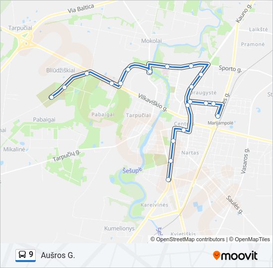 Автобус 9: карта маршрута