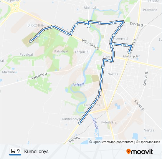 Автобус 9: карта маршрута
