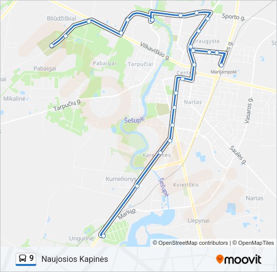 Автобус 9: карта маршрута