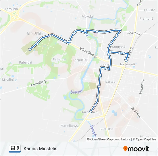 Автобус 9: карта маршрута