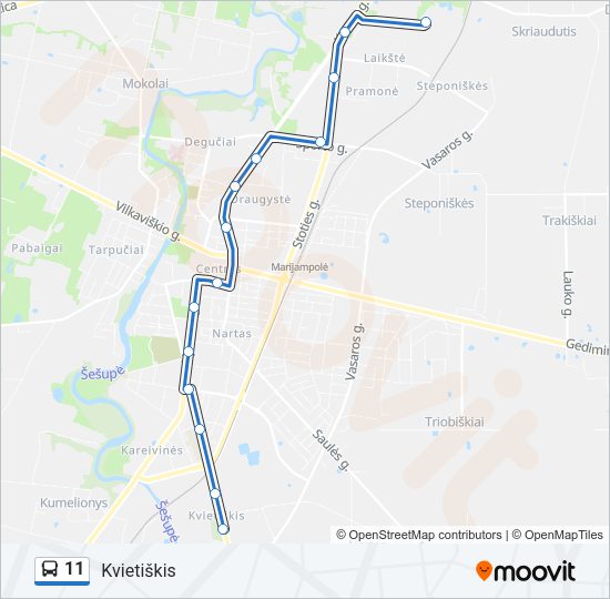 Автобус 11: карта маршрута