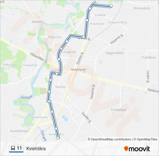 Автобус 11: карта маршрута