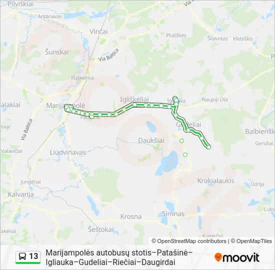 Автобус 13: карта маршрута