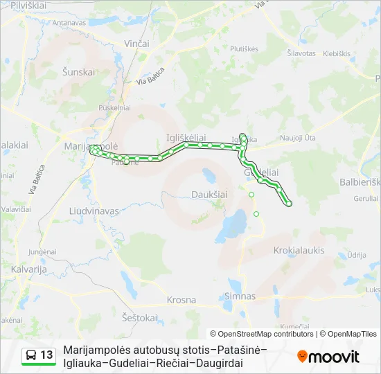 Автобус 13: карта маршрута