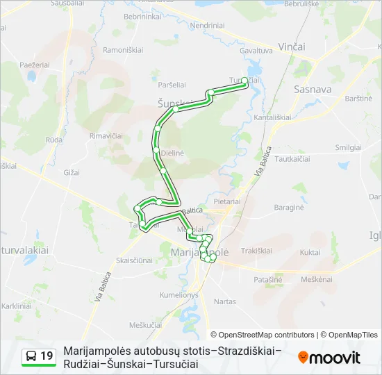 19 Bus Line Map