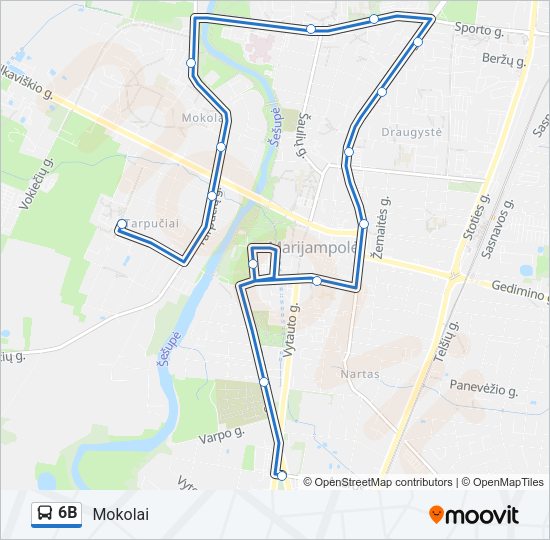 Автобус 6B: карта маршрута
