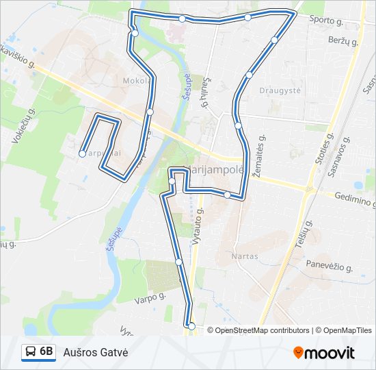 Автобус 6B: карта маршрута