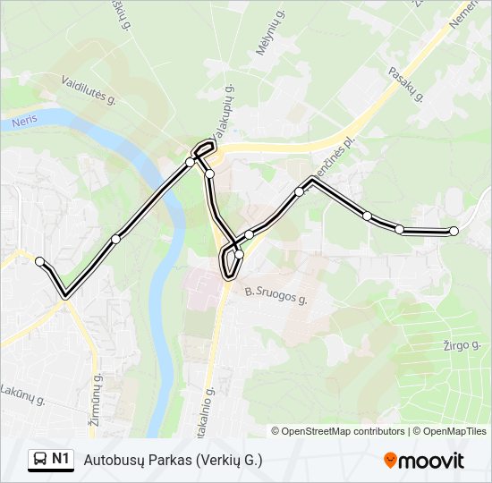 N1 Bus Line Map