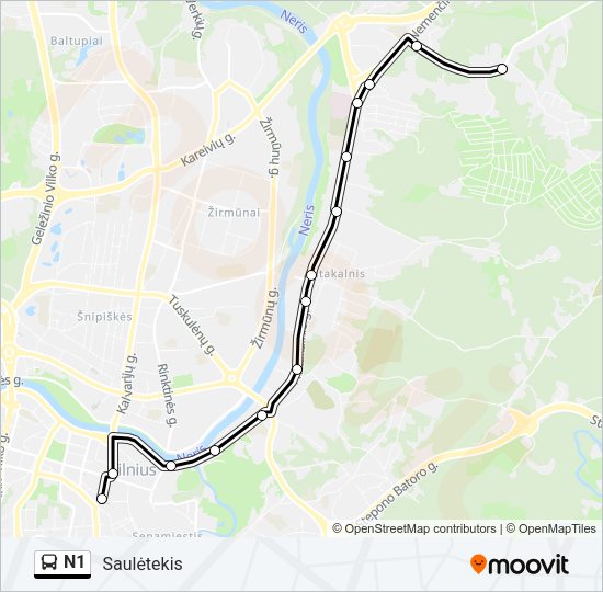 Автобус N1: карта маршрута