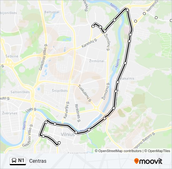 Автобус N1: карта маршрута