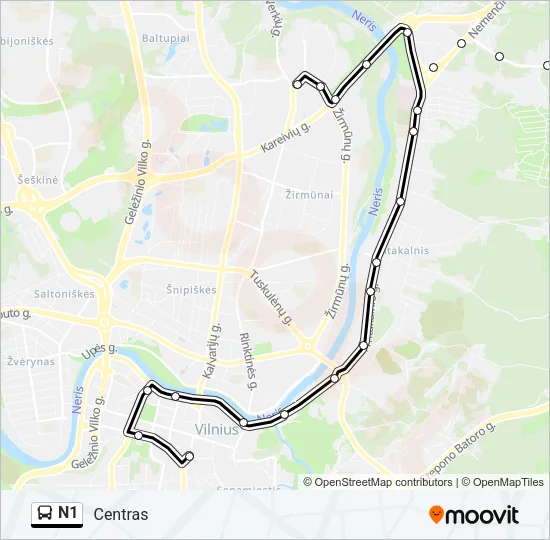 N1 Bus Line Map