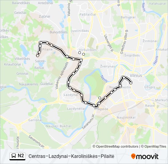 Автобус N2: карта маршрута