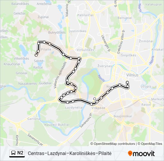 Автобус N2: карта маршрута