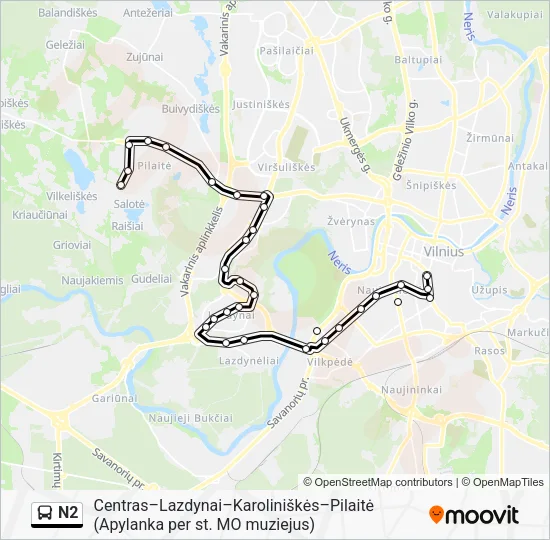 Автобус N2: карта маршрута