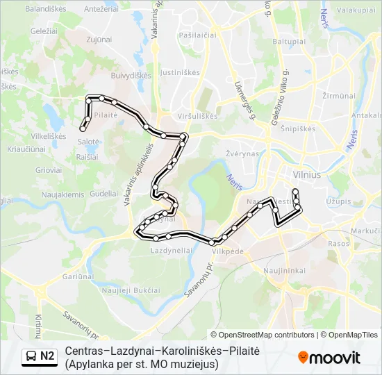 Автобус N2: карта маршрута