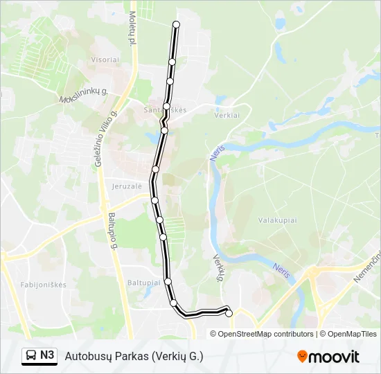 N3 Bus Line Map