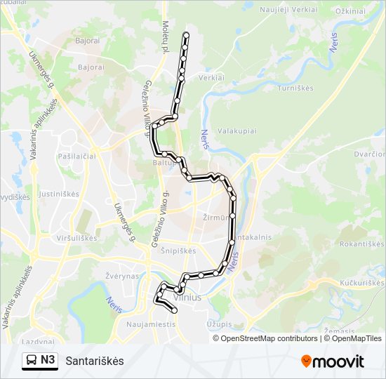 Автобус N3: карта маршрута