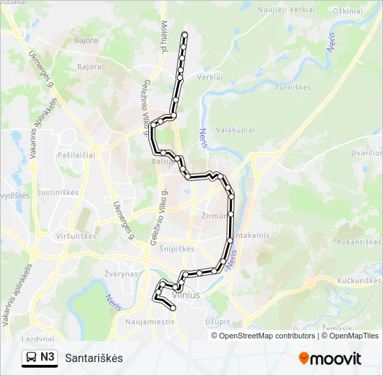 N3 Bus Line Map