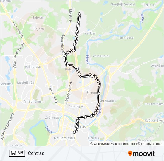 Автобус N3: карта маршрута