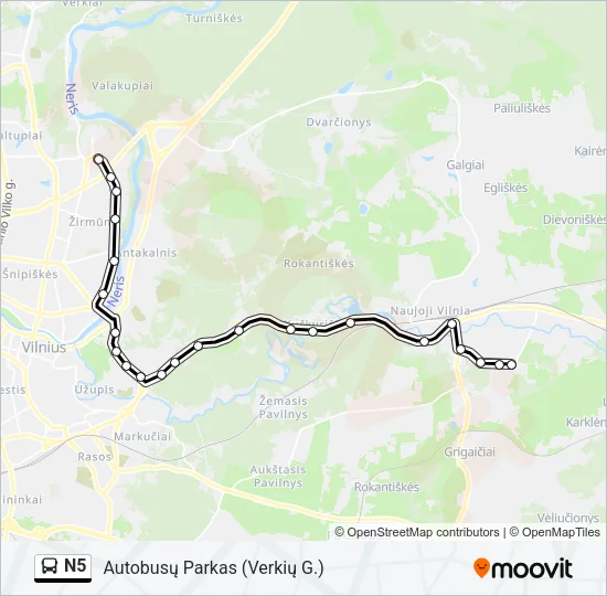 N5 Bus Line Map