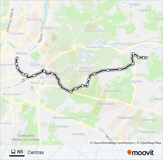 Автобус N5: карта маршрута
