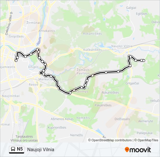 Автобус N5: карта маршрута