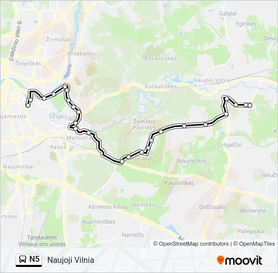 N5 Bus Line Map