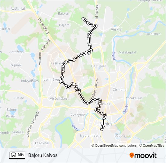 Автобус N6: карта маршрута