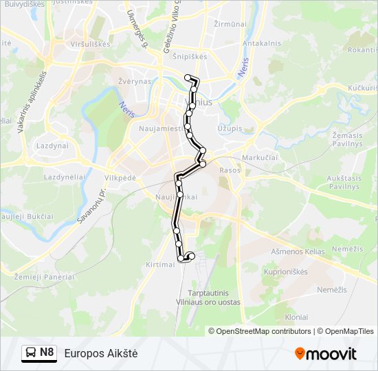 Автобус N8: карта маршрута