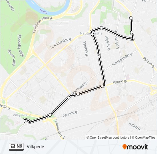 Автобус N9: карта маршрута