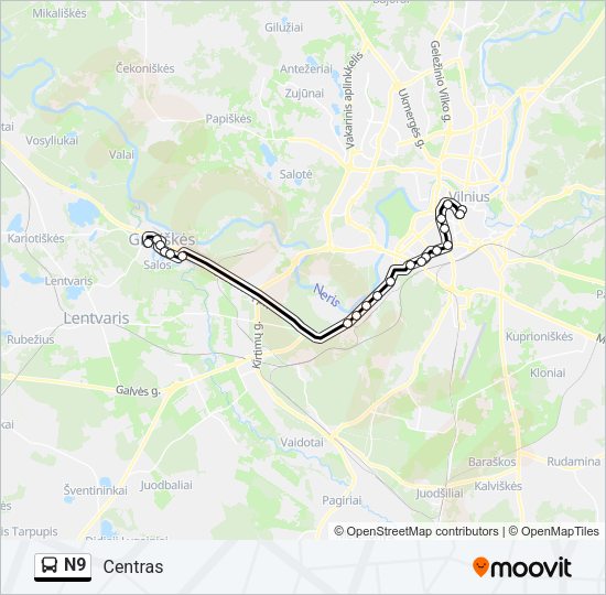 Автобус N9: карта маршрута