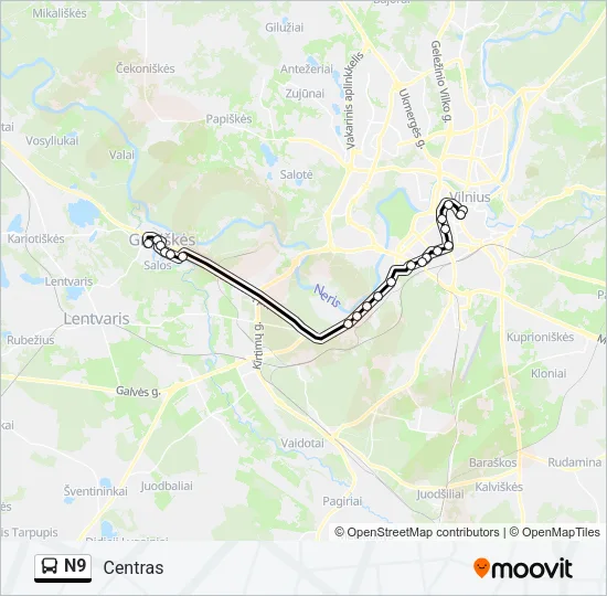 N9 Bus Line Map