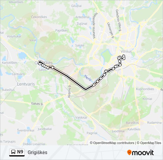 Автобус N9: карта маршрута