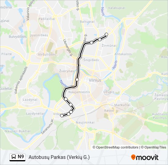 Автобус N9: карта маршрута