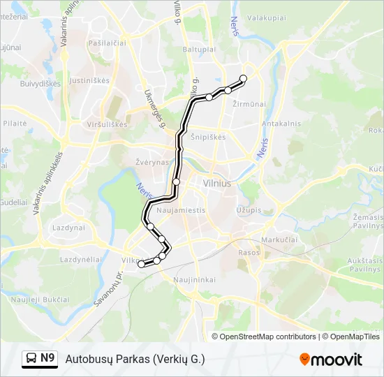 N9 Bus Line Map