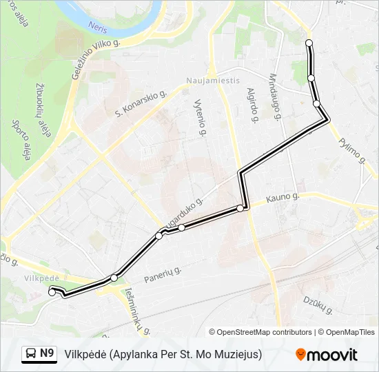 Автобус N9: карта маршрута