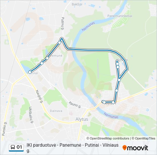 Автобус O1: карта маршрута