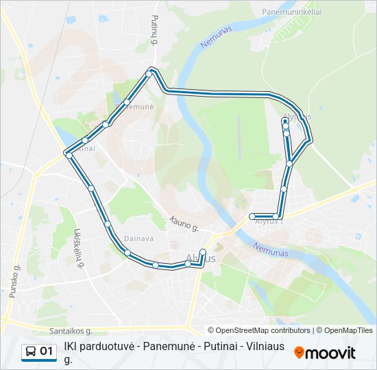 Автобус O1: карта маршрута
