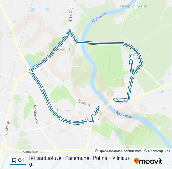 O1 Bus Line Map