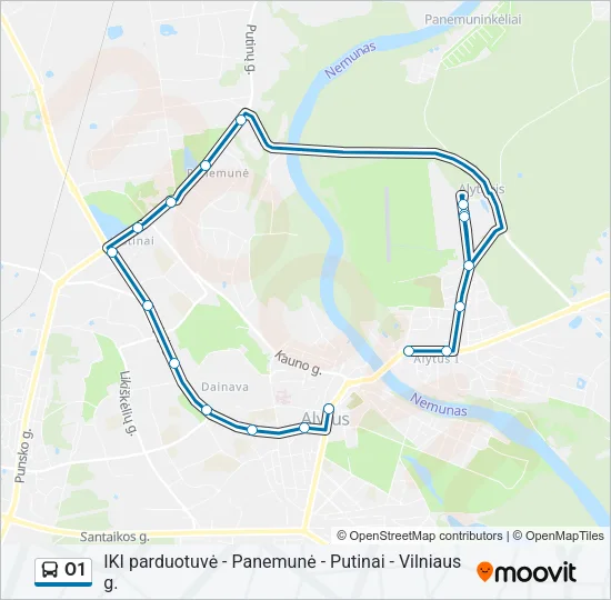 O1 Bus Line Map