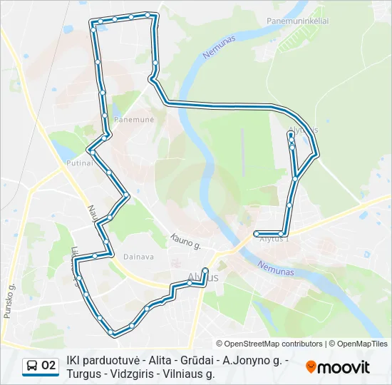 Автобус O2: карта маршрута
