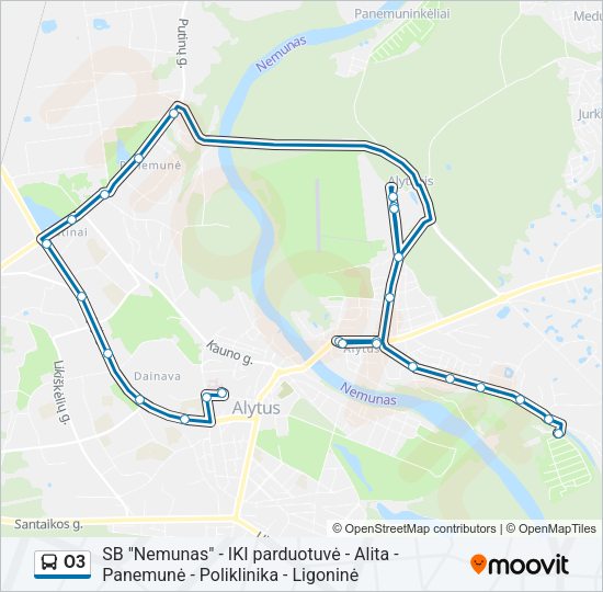 Автобус O3: карта маршрута