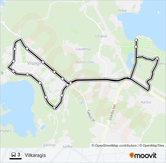 Автобус 3: карта маршрута