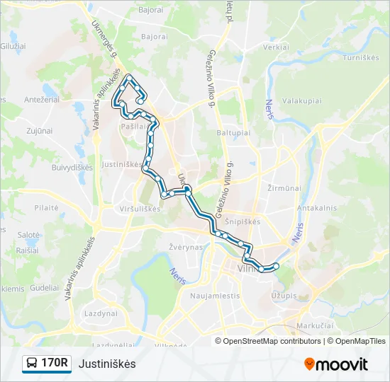 170R Bus Line Map